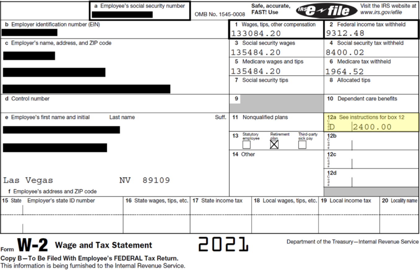 Retirement Contributions Example