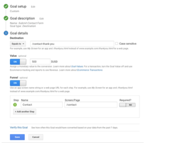 Google Analytics Goal Value