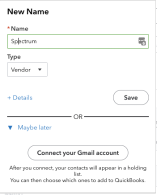 Adding Vendor Name QBO 2