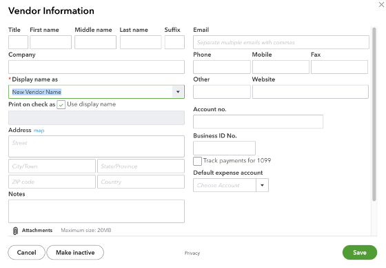 Enter Vendor Names QBO 4