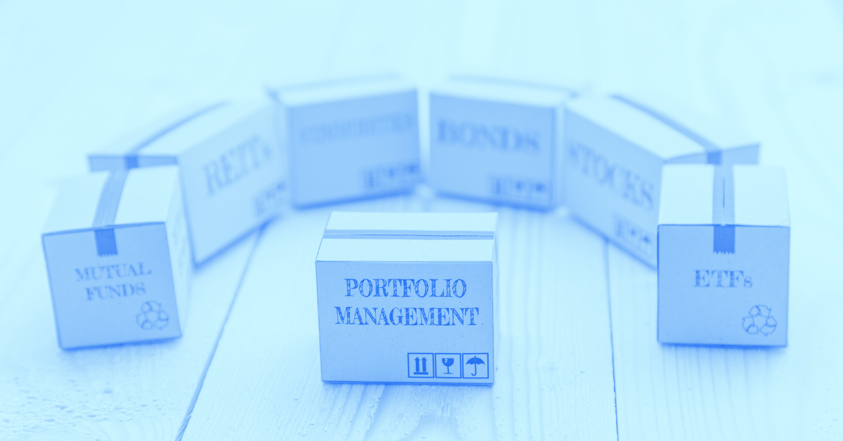 A box labeled portfolio management surrounded by other boxes with labels of different asset classes
